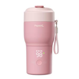 Papablic Portable Bottle Warmer Pro for Travel Fast Heating, Built-in Sterilizer, 30W Fast Charge, 5-Temp Control, Easy-Clean Wide Mouth, Baby Milk Warmer for Breastmilk & Formula, Sakura Pink