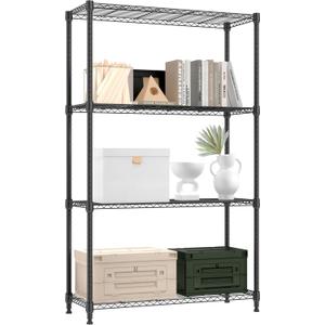 1000 lbs 4 Tier Shelf Metal Storage Shelves Shelving Wire Rack Heavy Duty Closet Organizers for Garage Kitchen Bathroom Laundry Black 13.8" D x 35.4" W x 59.5" H