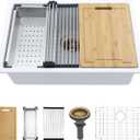 Kichae White Undermount Kitchen Sink 28 inch Granite Composite - 28 x 19 White Kitchen Sink Quartz Workstation Sinks