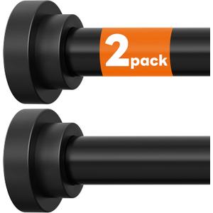 STARLATTA 2 Pack Shower Curtain Rods:43-78 Inch No Drilling Tension Rods, 1" Diameter Heavy Duty Adjustable, Stainless Steel Rust-Proof Spring Anti-Slip Curtain Rod for Bathroom (Black,78'')