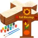 DoubleFill 12 Sets Religious Fall Blessing Wood Cross Craft to Paint for Kid Unfinished DIY Fall Cross Craft Kit for Painting Make Your Own Christian Thanksgiving Sunday School Church Classroom Autumn