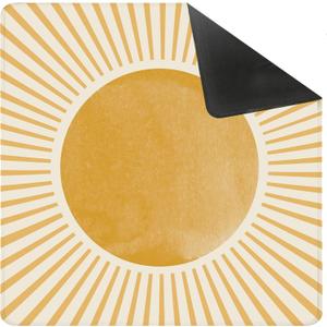 Boho Orange Sun Mahjong Mat for Table 31.5 X 31.5 in, Gifts for Mahjong Players, Watercolor Boho Sunrise Sunshine Anti-Slip Table Cover Tablecloth for Poker Board Card Tile Game Dominoes