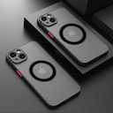 Luxury Matte Black Transparent Wireless Charge Phone Case for iPhones 12, 13, 14 Pro Max (Black Matte Transparente iPhone 14 Pro Max)