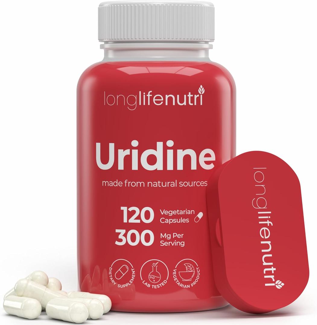 Uridine Monophosphate 300mg  Choline Precursor & Synaptic Function, Nootropic for Focus & Mental Performance, 120 Vegetarian Capsules, 4-Month Supply, GMP Certified, Made in USA