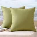 MIULEE Pack of 2 Sage Green Decorative Outdoor Waterproof Pillow Covers Square Garden Cushion Sham Throw Pillowcase Shell for Spring Patio Tent Couch 16x16 Inch