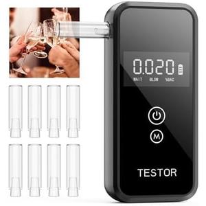 Breathalyzer Test for Alcohol,Professional-Grade Breathalyzers for Alcohol with Memory Function,High-Accuracy Portable Alcohol Breathalyzer for Personal Home & Travel Use-8 Mouthpieces