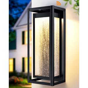 16'' LED Dusk to Dawn Outdoor Light Fixture, 3000K Porch Lights Outdoor Wall Lights with Bubble Glass, Industrial Exterior Lighting Farmhouse Wall Lantern Outside Sconce Lights for House Garage