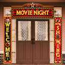 Funnymoom 3 Pcs Movie Night Porch Banner Decorations Movie Theme Party Hanging Banner Welcome Now Showing Sign Door Decor for Theater Photography Background Party Supplies