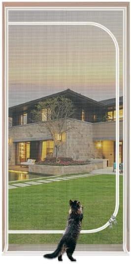 Upgraded Pet Screen Door,Fits Door Opening Size 40''x 95'',Thickened Cat Resistant Mesh Screen Door for Living Room,Kitchen,Bedroom,Cat Introduction Screen with Zipper Closure.