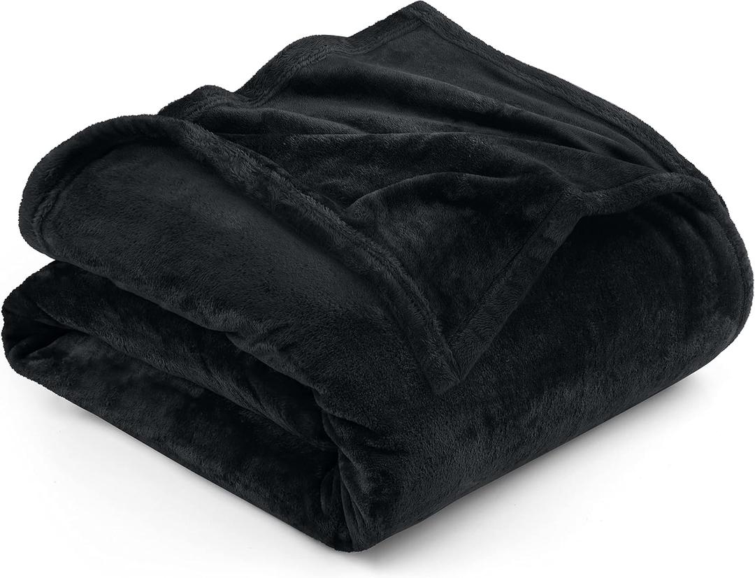 Utopia Bedding Fleece Blanket California King Size Black 300GSM Luxury Fuzzy Soft Anti-Static Microfiber Bed Blanket (102x96 Inch)