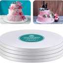 White Cake Drums Round 16 Inch Cake Boards with 1/2-Inch Thick Smooth Edges for Multi Tiered Birthday Wedding Party Cakes Drum Board