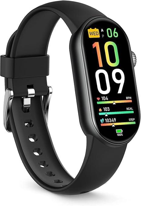 FITVII Ole Fitness Tracker with 24/7 Heart Rate and Blood Pressure Monitor, Blood Oxygen Sleep Tracking Step Calories Counter IP68 Waterproof Activity Tracker for Women Men (Black)