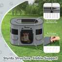 Dog Playpen, Portable Pet Cat PlayPen, 600D Oxford Dog Kennel Tent Crate, Waterproof&Breathable, Indoor Outdoor Travel Camping for Medium/Large Breed with Carrying Case+Bowl(L), Charcoal Gray