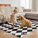 5x7 Washable Checkered Rugs for Bedroom, Black and White Area Rug for Living Room, Geometric Faux Wool Carpet for Kids, Girls, Boys Playroom, Dorm, Nursery, Dining Room, Kitchen, Non Slip,