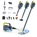 ScrubWiz Steam Mop Cleaner with Detachable Handheld Steamer, 10-in-1 Multi Accessories, Washable Microfiber Pads, 350ml and 2 Adjustable Levels for Cleaning Floor, Carpet, Grill, Tile, and Grout, Gray