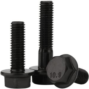 M8 x 55mm Flanged Hex Head Bolts Flange Hexagon Screws, Grade 10.9 Alloy Steel, Black Oxide Finish, Partial Thread, 10 PCS