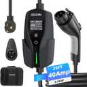 Level 2 EV Charger, 40Amp Electric Car Chargers Portable EV Charger 25FT Cable with NEMA 14-50 Plug, Adjustable Current, Timing Delay Electric Vehicle Chargers for J1772 BEVs/PHEVs 240V 9.6kW (Black)