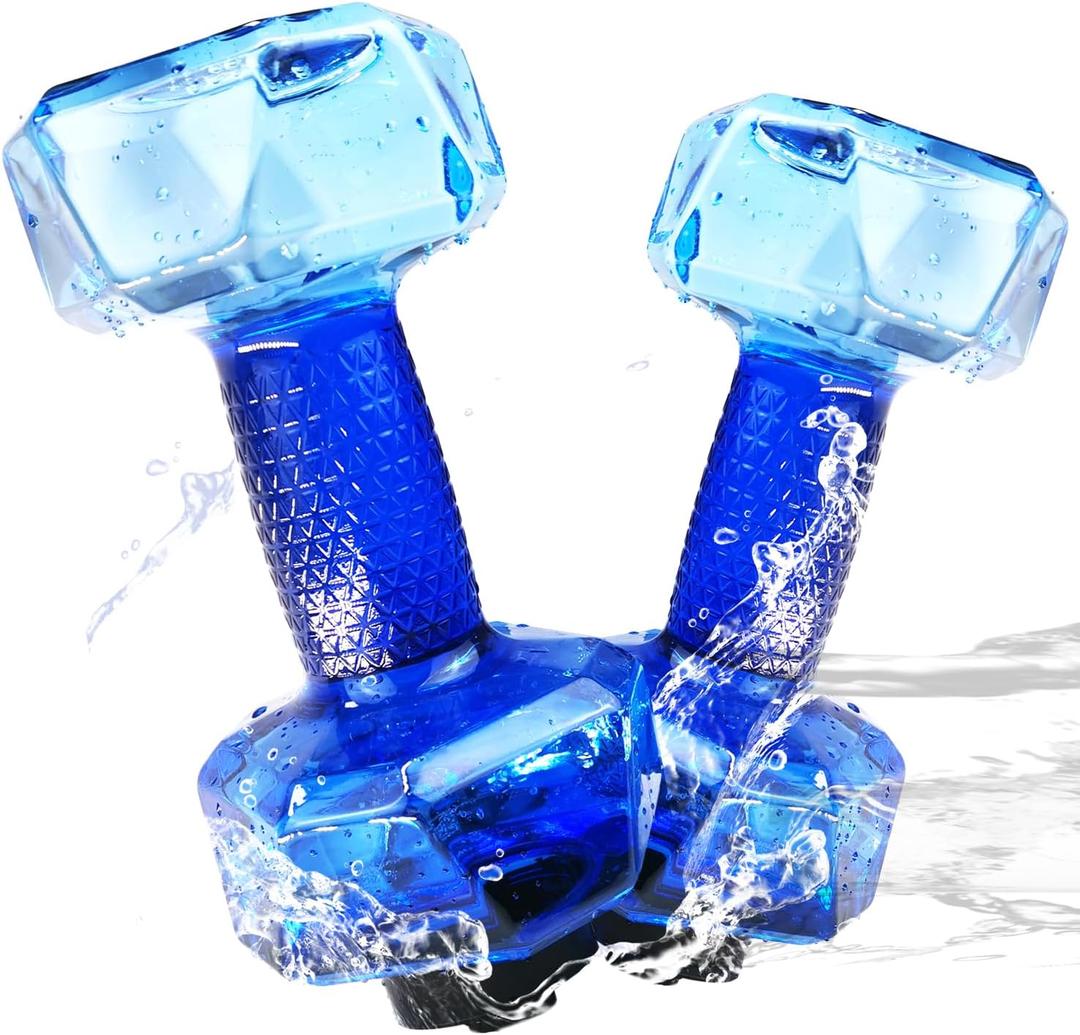 2 Set Water Weights for Pool Exercise, Upgraded PE Water Dumbbells Pool Resistance, Water Aerobics Equipment with Non-slip Handle for Aqua Therapy, Pool Fitness, Water Exercise (Blue)