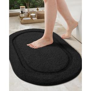 Color&Geometry Black Bathroom Rugs, Non Slip, Absorbent, Soft, Washable, Thick Bath Mat, 24"x43" Small Bath Rug Bath Mats for Bathroom Floor, Shower, Sink, Vanity