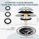 Tub Stopper, Bathtub Drain Stopper Replacement for Tip Toe/Trip Lever/Lift&Turn Bathtub Drain, Detachable Pop Up Bath Tub Drain Stoppers for 1.5" to 1.78" Drain Holes, Chrome Plated