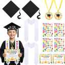 Wehhbtye 12 Pcs 2026 Preschool Kindergarten Graduation Cap Stole Iron on Letter Set, Preschool Graduation Cap Stole Decoration Includes Iron on Letters Certificate Medal for Kids Students DIY Craft