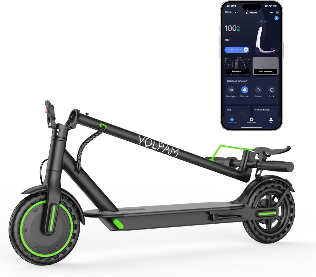 VOLPAM Electric Scooter, 350W/500WPowerful Motor &19 MPH Top Speed, 16/21Miles Long Range, Folding E Scooter