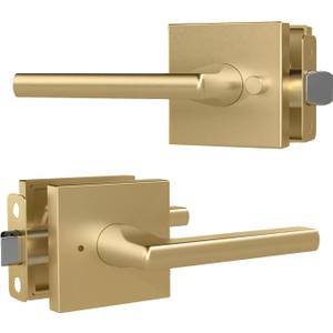 Mega Handles Prime Privacy Lever Door Handle for Hallway, Closet and Bathroom, Keyless Reversible Design Door Levers, Fits All Standard Door Sizes, Covered Screws Included - Satin Brass (1 Pack), 5"