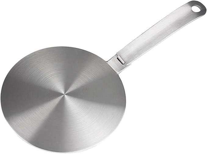 Heat Diffuser Stainless Steel Induction Adapter Plate Removable Handle Coffee Milk Cookware Induction Hob Heat Cooking Diffuser for Electric Stove 5.5inch