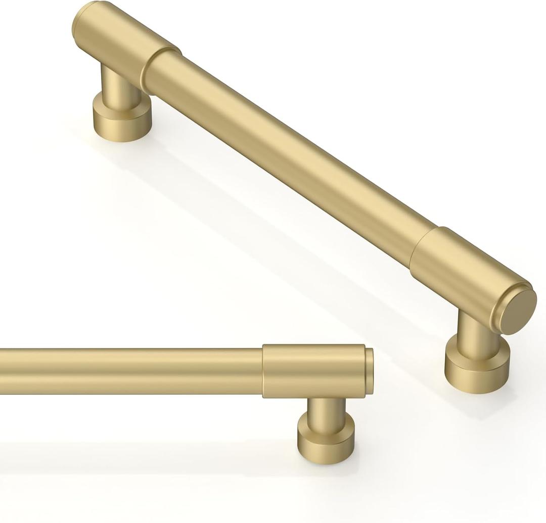 Asimerdeco 10 Pack Brushed Gold Cabinet Pulls 5 Inch(128mm) Kitchen Cabinet Handles Solid Zinc Alloy Cabinet Hardware Drawer Pulls