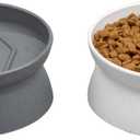Kitty City Raised Cat Bowls, Small Slow Eat Bowl 2pk (Modern)
