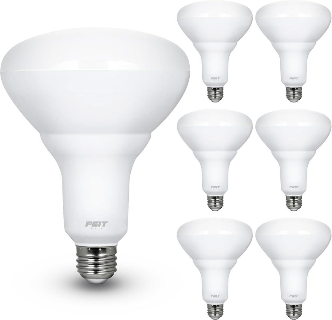 Feit Electric LED BR40 Bulbs, Dimmable, 65W Equivalent, 10 Year Life, 850 Lumens, E26 Base, 2700k Soft White, Flood Lights, Recessed Can Light Bulbs, Damp Rated, UL Listed, 6 Pack, BR40DM/10KLED/2/3