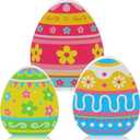 Threan 3 Pcs Easter Table Decoration Easter Egg Table Wooden Signs Spring Egg Wood Tabletop Centerpiece Decorations for Home Dining Room Party Office Decor