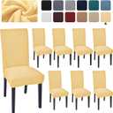 Aertiavty Chair Covers for Dining Room Set of 8 Kitchen Chair Seat Covers, Dining Room Chair Covers Chair Slipcover Parsons Chair Covers, Light Yellow