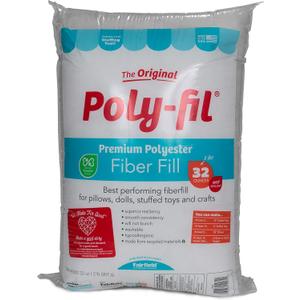 Fairfield The Original Poly-Fil, Premium Polyester Fiber Fill, Soft Pillow Stuffing, Stuffing for Stuffed Animals, Toys, Cloud Decorations, and More, Machine-Washable Poly-Fil Fiber Fill, 32-ounce Bag (32 oz)