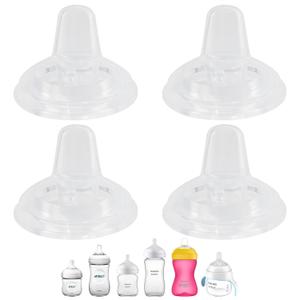 Sippy Cup Nipples for Philips Avent Natural Baby Bottles, My Grippy Spout Sippy Cup and Natural Trainer Sippy Cup, Soft 100% Silicone Sippy Spout Nipples, 6m+, 4 Count