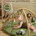 Blissful Diary Baby Play Gym & Activity Mat, Oversize Leaf Shaped Baby Play Mat w 6 Detachable Toys, Tummy Time Mat Promote Motor Skills & Sensory Development Mat, Newborn Infant Baby Essentials Gift