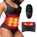 Red Light Therapy for Body: Infrared Light Therapy Belt Heating Massage Pad with Vibration for Back, Waist, Shoulder, and Belly Pain Relief, Portable Relaxation for Home, Men & Women (Deep Black)