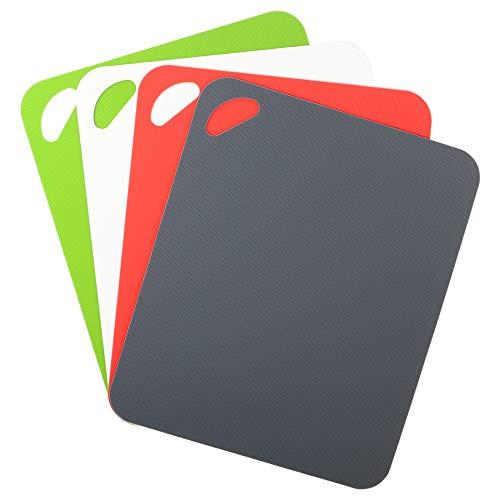 Heavy Duty Cutting Board Grippmat, Flexible Cutting Boards for Kitchen, Set of 4, Non Slip Plastic Board Cutting Mat 11.5 by 14 Inches Gray, Red, Blue and Green Set, Kitchen Gadgets