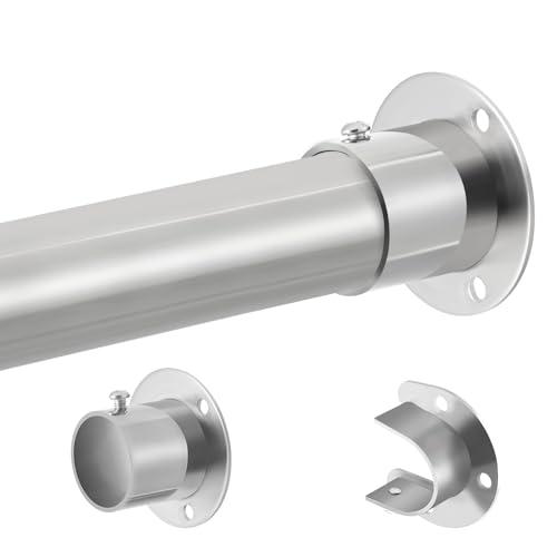 Closet Rod, 17 to 87 Inch Stainless Steel Adjustable Closet Rod,1.3 Inch Diameter Heavy Duty Closet Rods for Hanging Clothes,Silver Closet Poles for Wardrobes