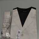 Barry.Wang Vest Tie Set for Men Solid Color Suit Vest Necktie Cufflinks Bow Tie Set Formal Business Wedding Party (X-Large, Champagne)