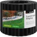 A ANLEOLIFE 20FT Galvanized Steel Landscape Edging Roll, 8" Tall Sturdy Flexible Corrugated Metal Lawn Border for Garden, Pathway & Flower Beds, Black