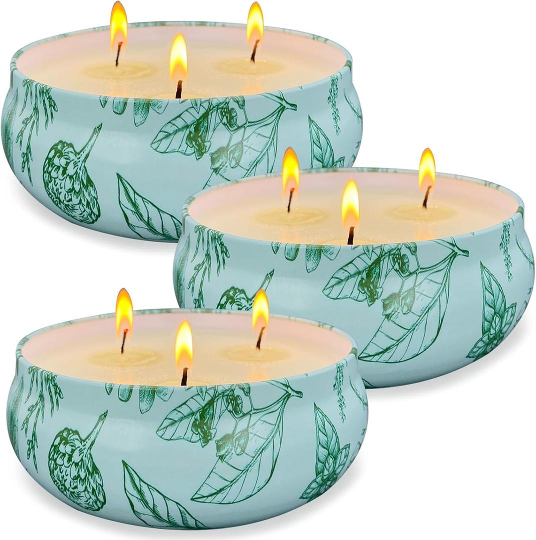 Citronella Candles Outdoor Large 3 Pack, 14 OZ Large Citronella Candle for Patio, 3 Wick Soy Wax Candle for Garden/Indoor/Camping, 240 Hours Burning Time atural Soy Wax Candles