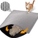 ondware Large Cat Litter Mat, 46x26 Inch Double Layer Litters Box Mat, Waterproof Cat Mat for Litter Box(Gray)