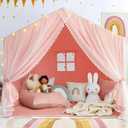 Kids Tent with Mat, Kids Play Tents Indoor, Princess Tent for Girl, Toddler Tents Playhouse for Kid, Large Play Cottage Pink, Kid Toys for Girl Birthday Gift