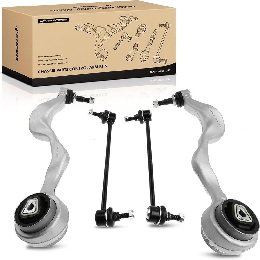 A-Premium Set of 4, Front Forward Lower Control Arm, Sway Bar Link, Compatible with BMW 323i 06-10, 325i & 330i 06, 328i & 335i 07-13, 335d 09-11, 335is 11-13, X1 13-14, 128i & 135i 08-13, Z4 09-16