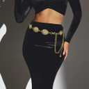 Women's Concho Chain Belt Western Cowgirl Metal Waist Chain Belt for Dress