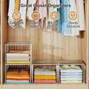 Closet Organizers And Storage Shelf, 3Pack Stackable Closet Storage Bin Basket For Clothes Sweaters With Top Board, Widened Opening, Heightened Height, Large Capacity Sturdy Clothing Storage Organizer