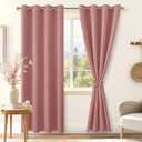 Hiasan Blackout Curtains for Bedroom, 52 x 96 Inches Long - Thermal Insulated & Energy Saving Window Curtains for Living Room, 2 Drape Panels Sewn with Tiebacks, Dusty Rose