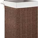 OIAHOMY Laundry Hamper with Lid, 65L(17.2 Gal) Large Wicker Laundry Basket for Bedroom, Handwoven Paper Rope Clothes Hamper with Washable Liner & Metal Frame, Decorative organizer for Bathroom Brown