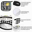 5 Pieces Buffalo Plaid Kitchen Towels Oven Mitts and Pot Holder Set Black and White Kitchen Towels Oven Gloves, Hot Pads Pot Holders for Farm House Accessories Decor(Lemon)